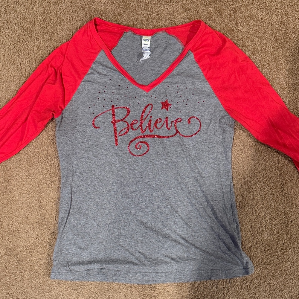 Kavio Red and Gray Long Sleeve Tee